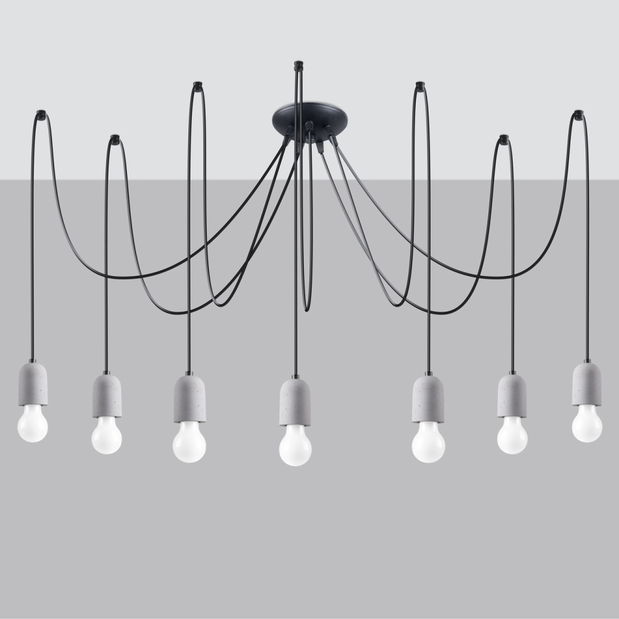 Chandelier on a string NESO 7xE27/15W/230V spider concrete