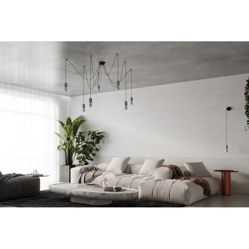 Chandelier on a string NESO 7xE27/15W/230V spider concrete