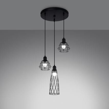 Chandelier on a string SUBA 3xE27/15W/230V black