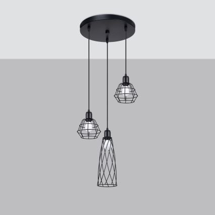 Chandelier on a string SUBA 3xE27/15W/230V black