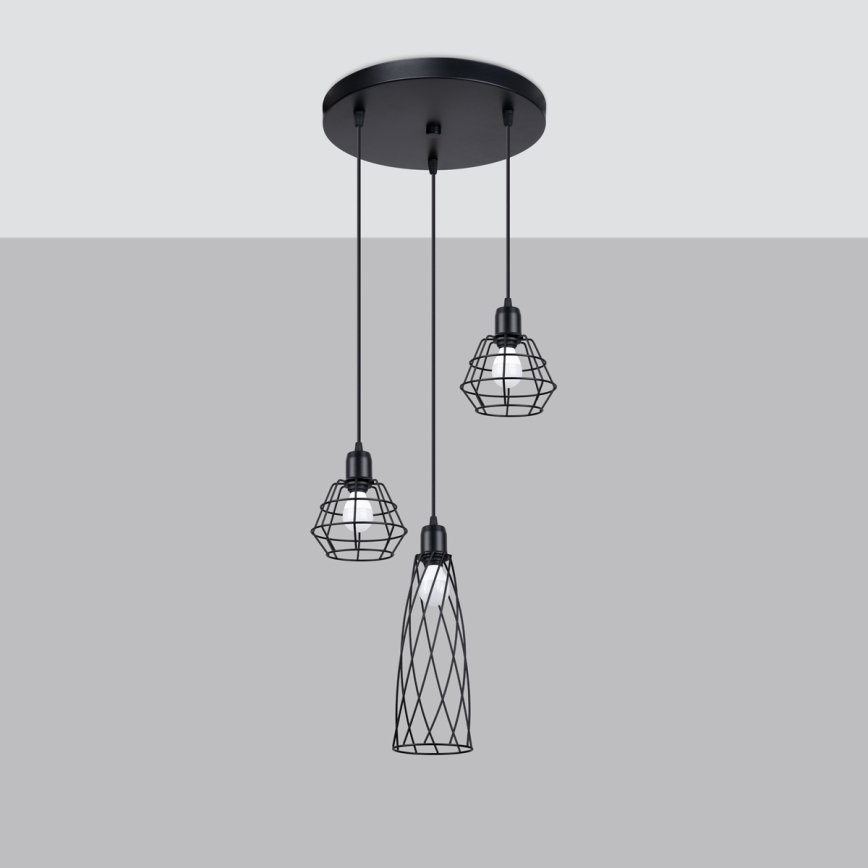 Chandelier on a string SUBA 3xE27/15W/230V black