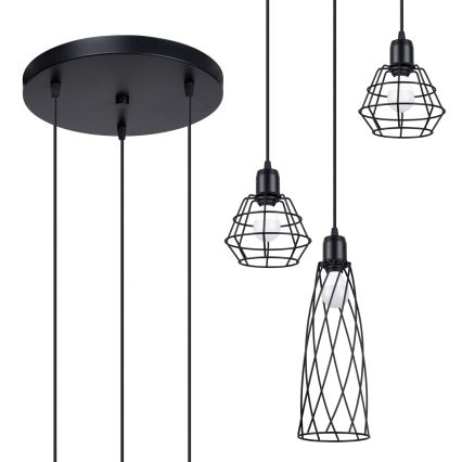 Chandelier on a string SUBA 3xE27/15W/230V black