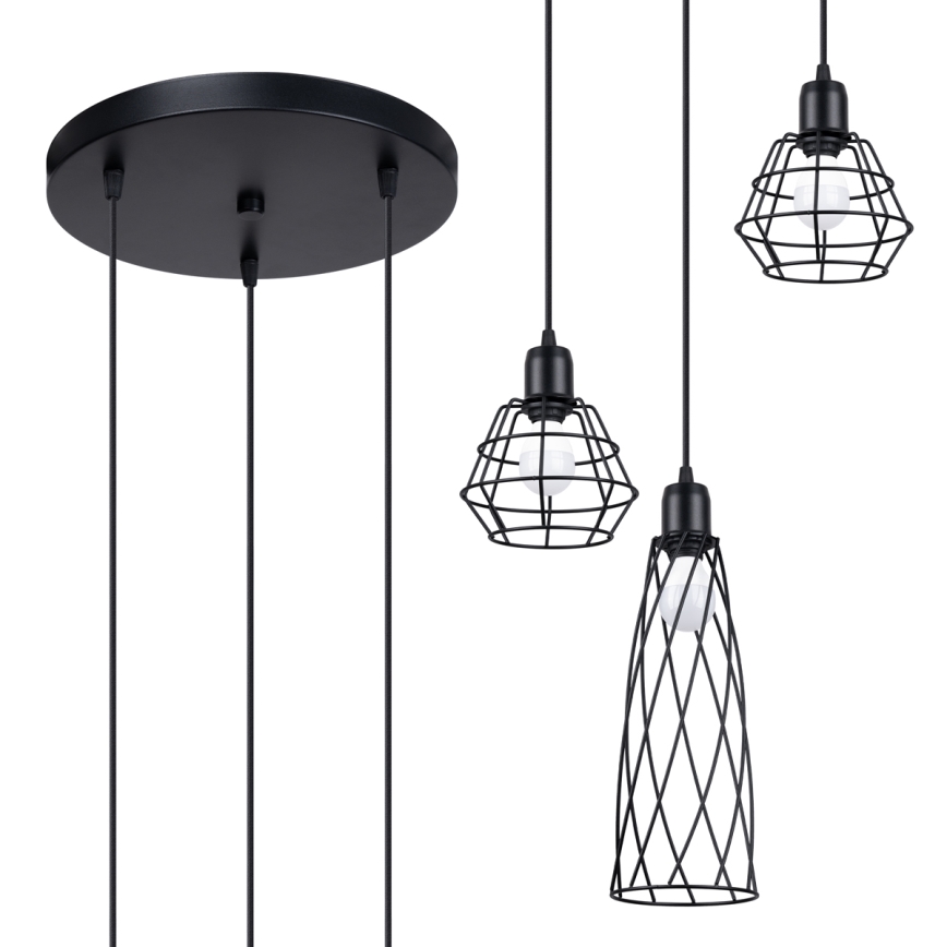 Chandelier on a string SUBA 3xE27/15W/230V black