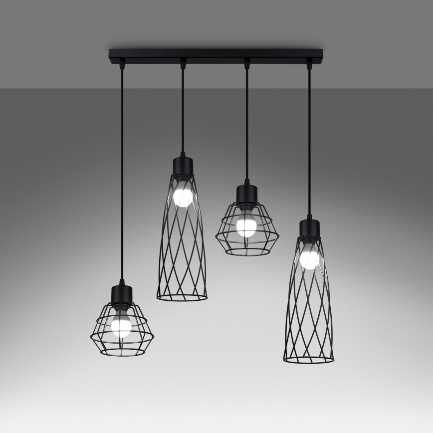 Chandelier on a string SUBA 4xE27/15W/230V black