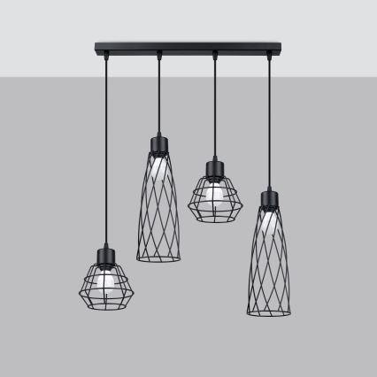 Chandelier on a string SUBA 4xE27/15W/230V black