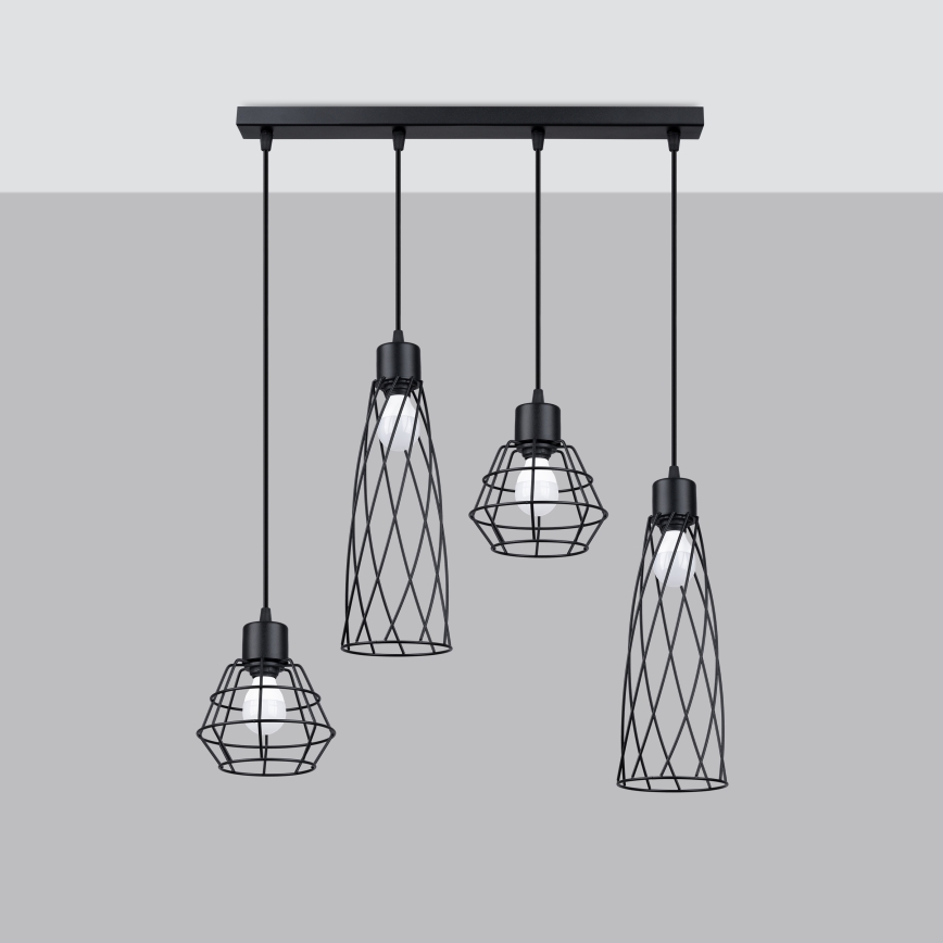Chandelier on a string SUBA 4xE27/15W/230V black