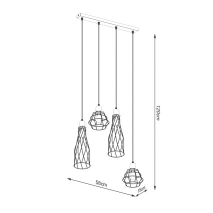 Chandelier on a string SUBA 4xE27/15W/230V black