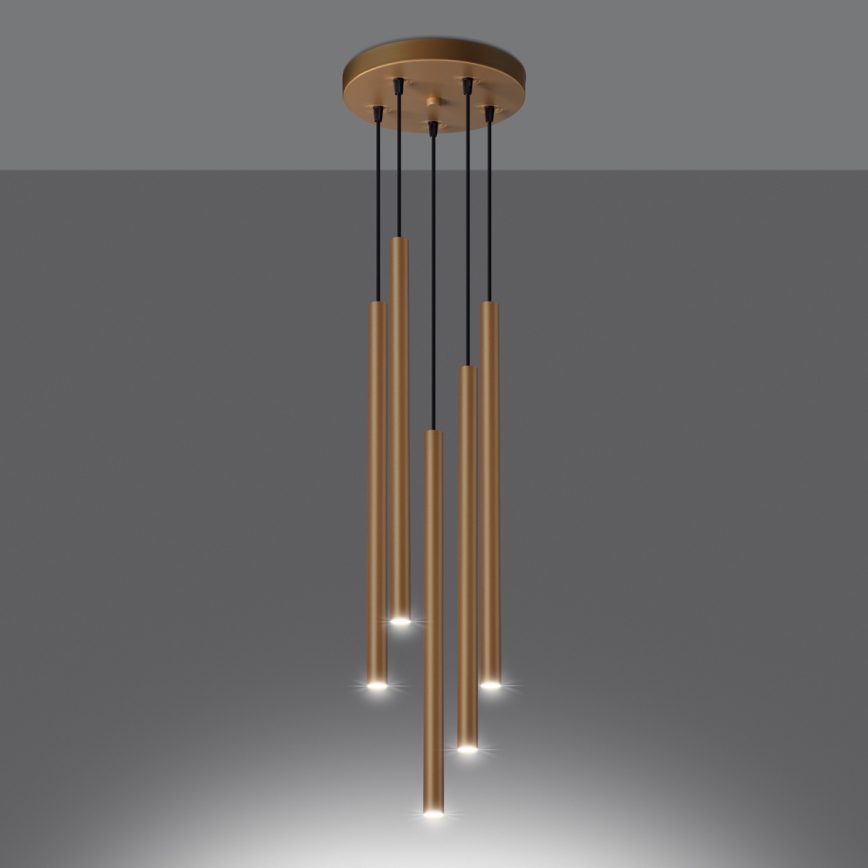 Chandelier on a string PASTELO 5xG9/8W/230V gold