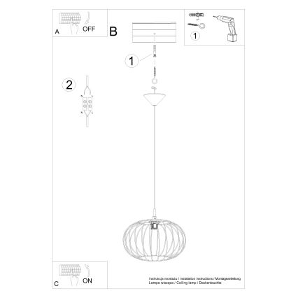Chandelier on a string TSUNO 1xE27/15W/230V black