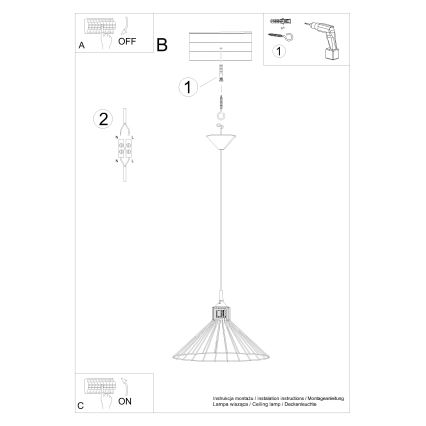 Chandelier on a string EDA 1xE27/15W/230V black