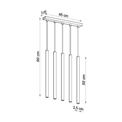 Chandelier on a string PASTELO 5xG9/8W/230V gold