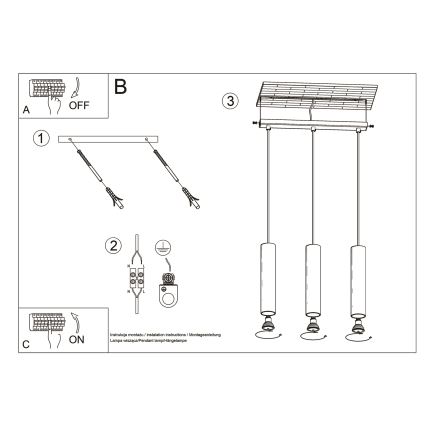 Chandelier on a string LAGOS 3xGU10/10W/230V gold