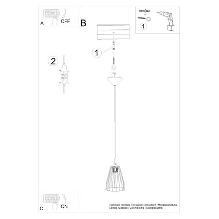 Chandelier on a string LEYO 1xE27/15W/230V black