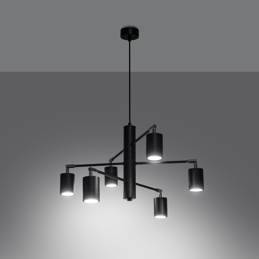 Chandelier on a string LEMMI 6xGU10/10W/230V black