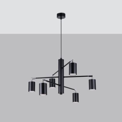 Chandelier on a string LEMMI 6xGU10/10W/230V black