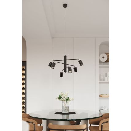 Chandelier on a string LEMMI 6xGU10/10W/230V black