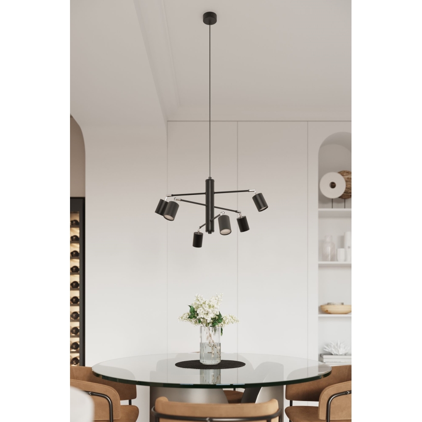 Chandelier on a string LEMMI 6xGU10/10W/230V black