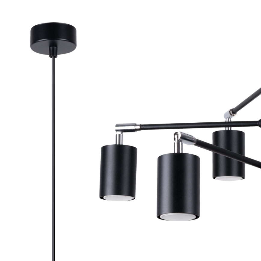 Chandelier on a string LEMMI 6xGU10/10W/230V black