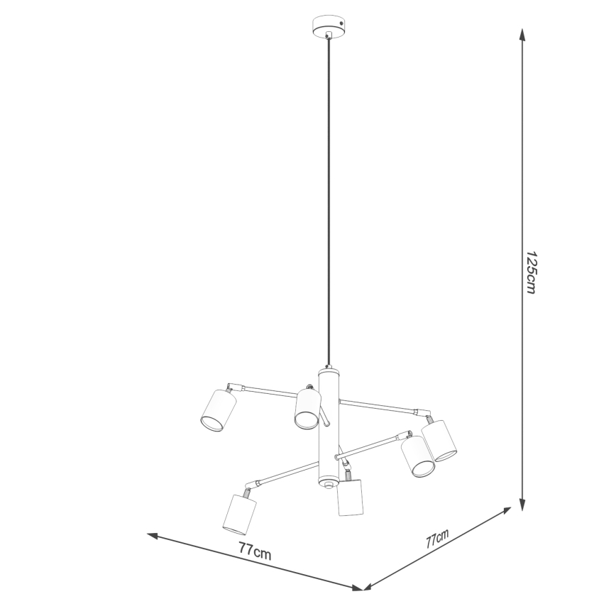 Chandelier on a string LEMMI 6xGU10/10W/230V black