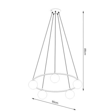 Chandelier on a string YOLI 5xG9/8W/230V black