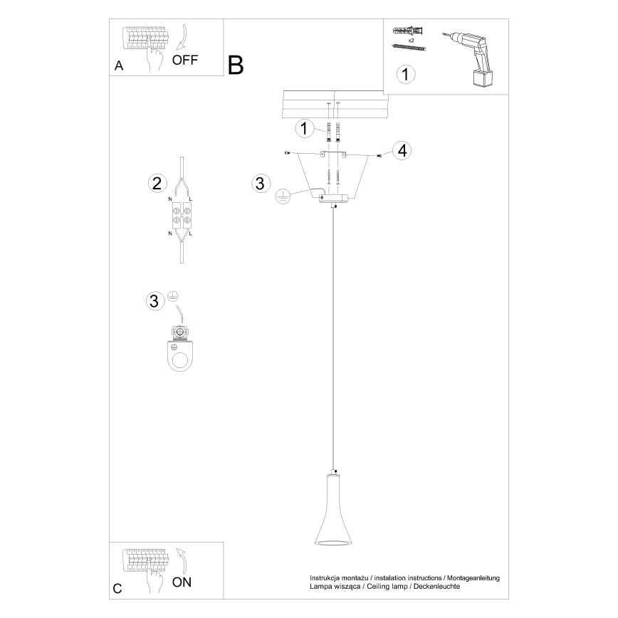 Chandelier on a string REA 1xE14/12W/230V concrete