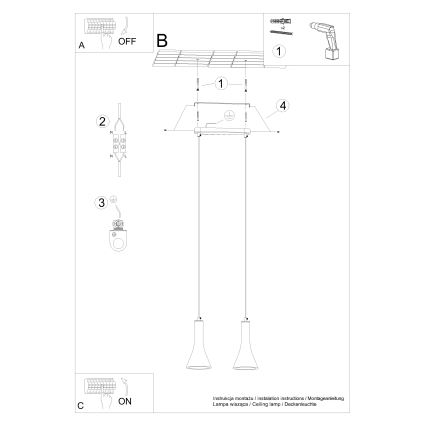 Chandelier on a string REA 2xE14/12W/230V concrete