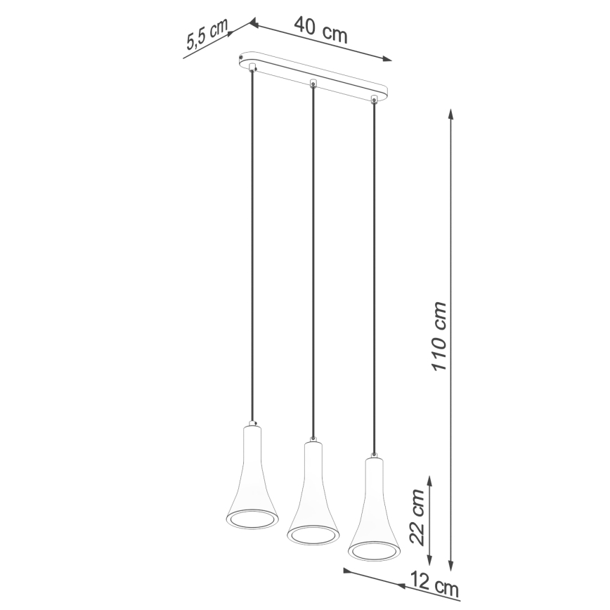 Chandelier on a string REA 3xE14/12W/230V concrete