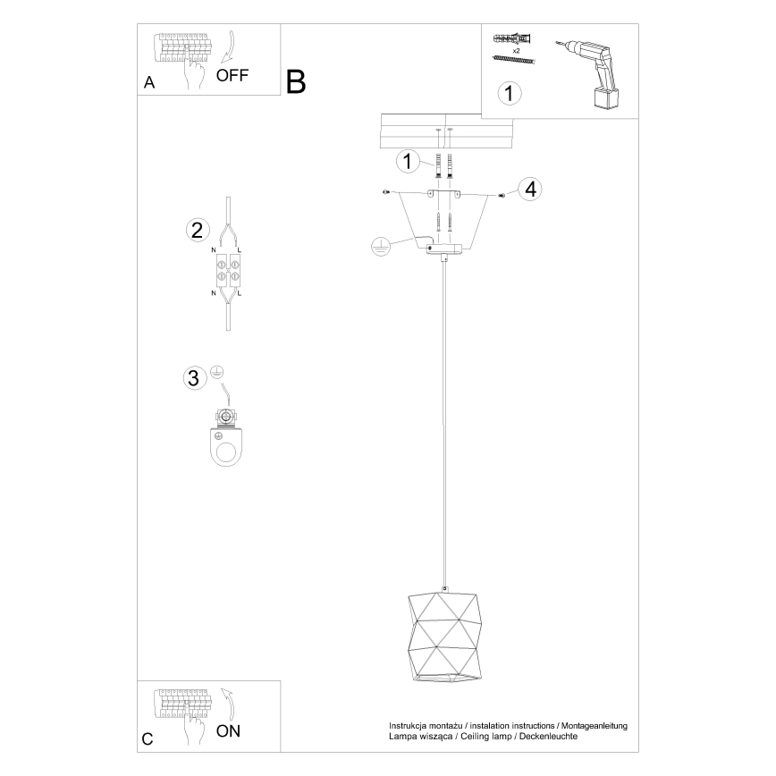 Chandelier on a string GOBI 1xE27/15W/230V ceramics