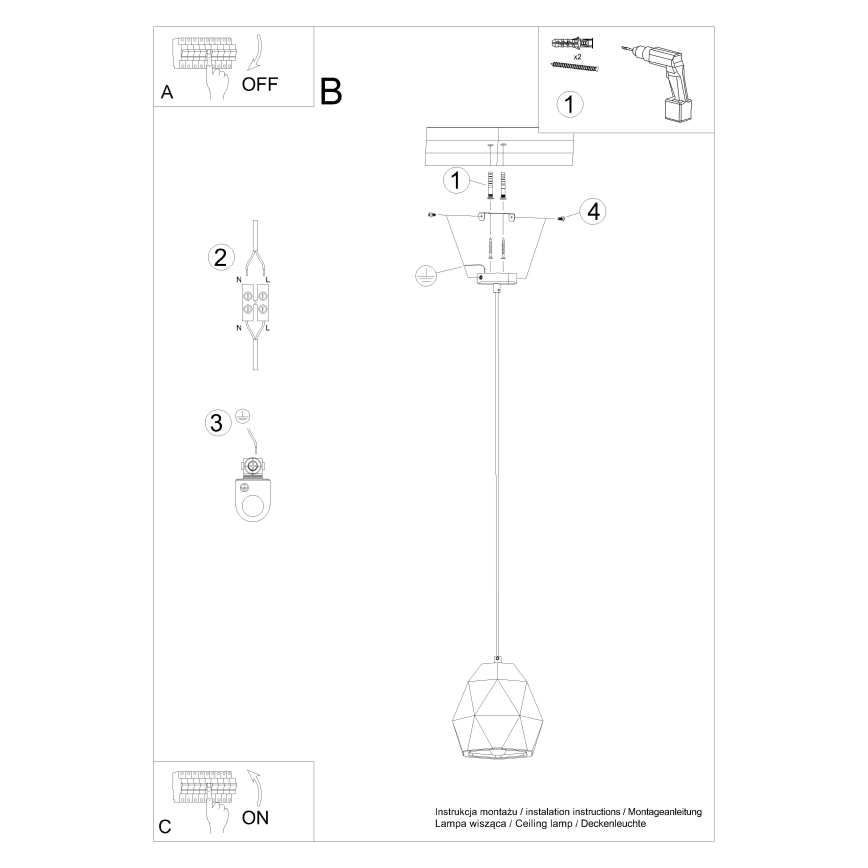 Chandelier on a string MINT 1xE27/15W/230V ceramics