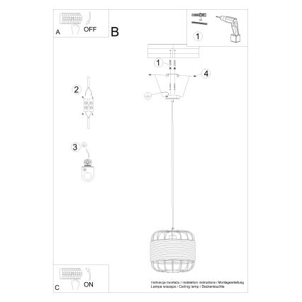 Chandelier on a string FOST 1xE27/15W/230V
