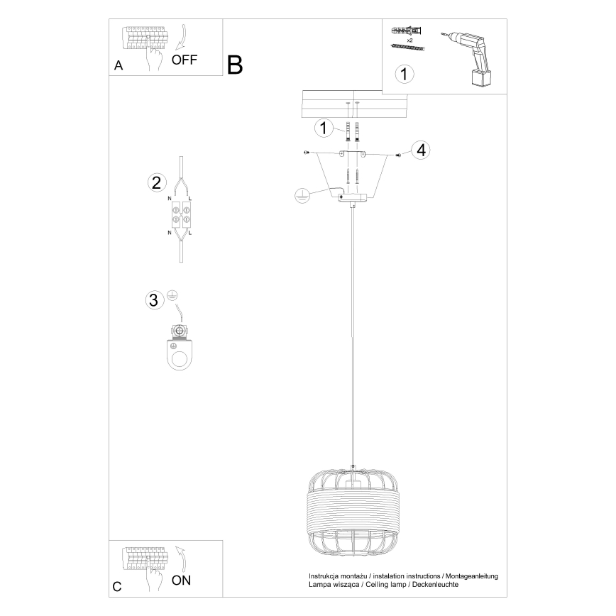 Chandelier on a string FOST 1xE27/15W/230V