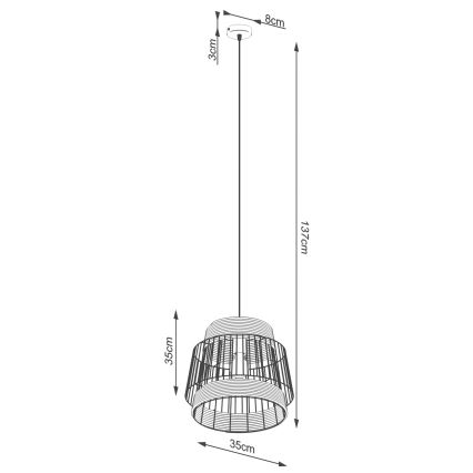 Chandelier on a string BRILO 1xE27/15W/230V