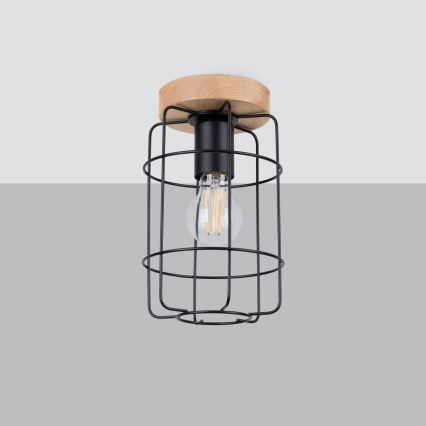Ceiling light GOTTO 1xE27/15W/230V black/beech