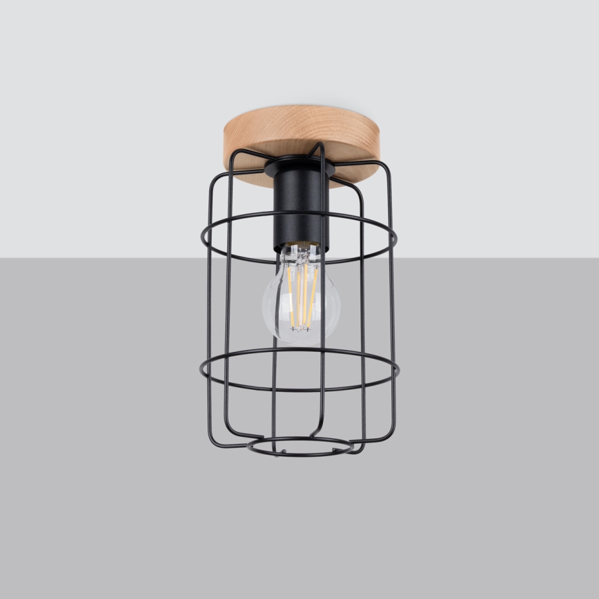 Ceiling light GOTTO 1xE27/15W/230V black/beech
