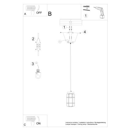 Chandelier on a string GOTTO 1xE27/15W/230V black/beech