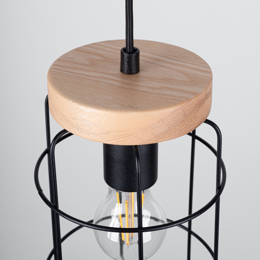 Chandelier on a string GOTTO 3xE27/15W/230V black/beech