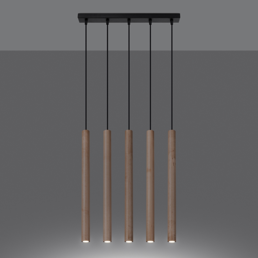 Chandelier on a string PASTELO 5xG9/8W/230V beech