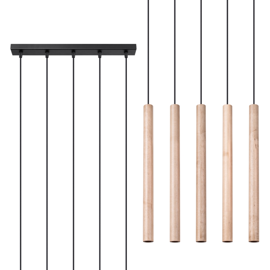 Chandelier on a string PASTELO 5xG9/8W/230V beech
