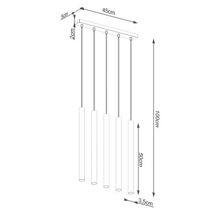 Chandelier on a string PASTELO 5xG9/8W/230V beech
