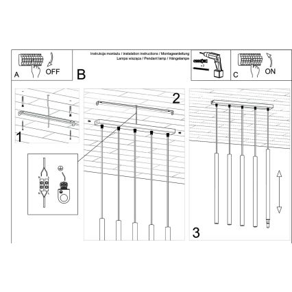 Chandelier on a string PASTELO 5xG9/8W/230V beech