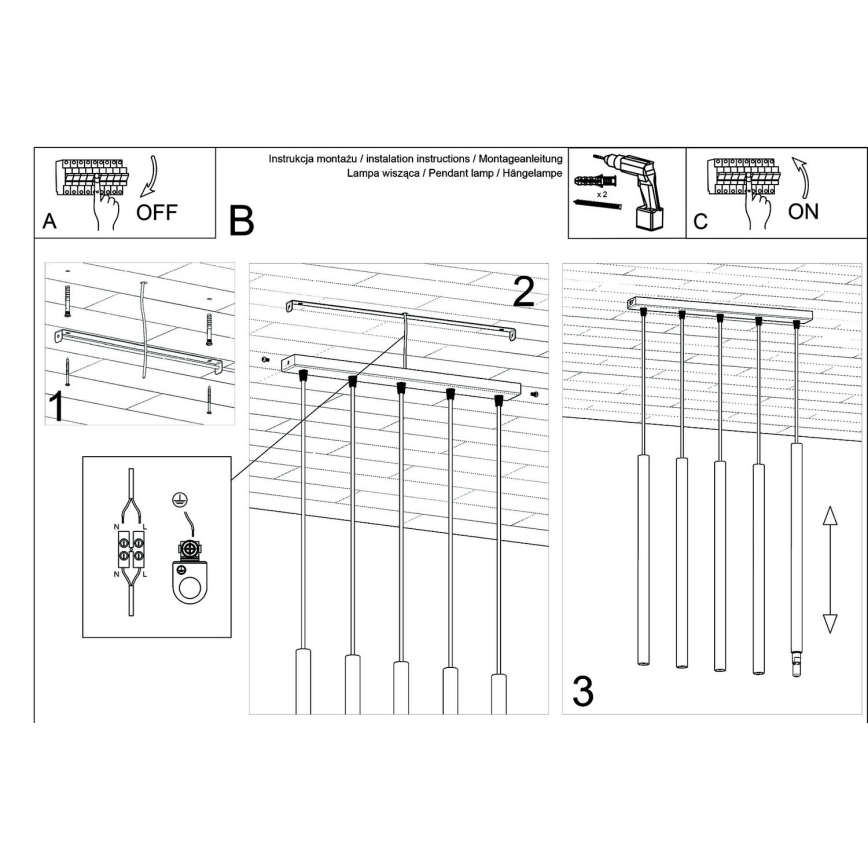 Chandelier on a string PASTELO 5xG9/8W/230V beech