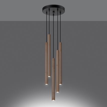 Chandelier on a string PASTELO 5xG9/8W/230V beech