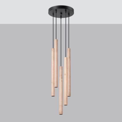 Chandelier on a string PASTELO 5xG9/8W/230V beech