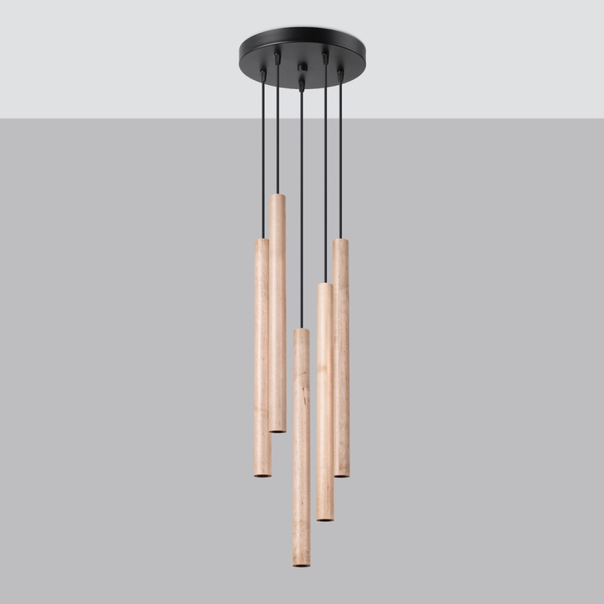 Chandelier on a string PASTELO 5xG9/8W/230V beech