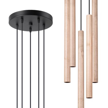 Chandelier on a string PASTELO 5xG9/8W/230V beech