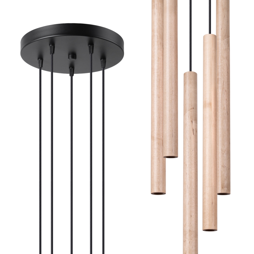 Chandelier on a string PASTELO 5xG9/8W/230V beech
