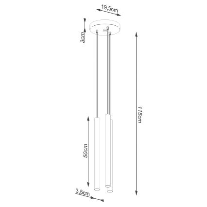 Chandelier on a string PASTELO 3xG9/8W/230V concrete