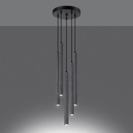 Chandelier on a string PASTELO 5xG9/8W/230V concrete