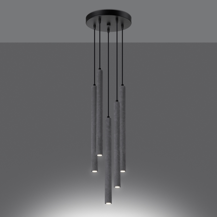 Chandelier on a string PASTELO 5xG9/8W/230V concrete