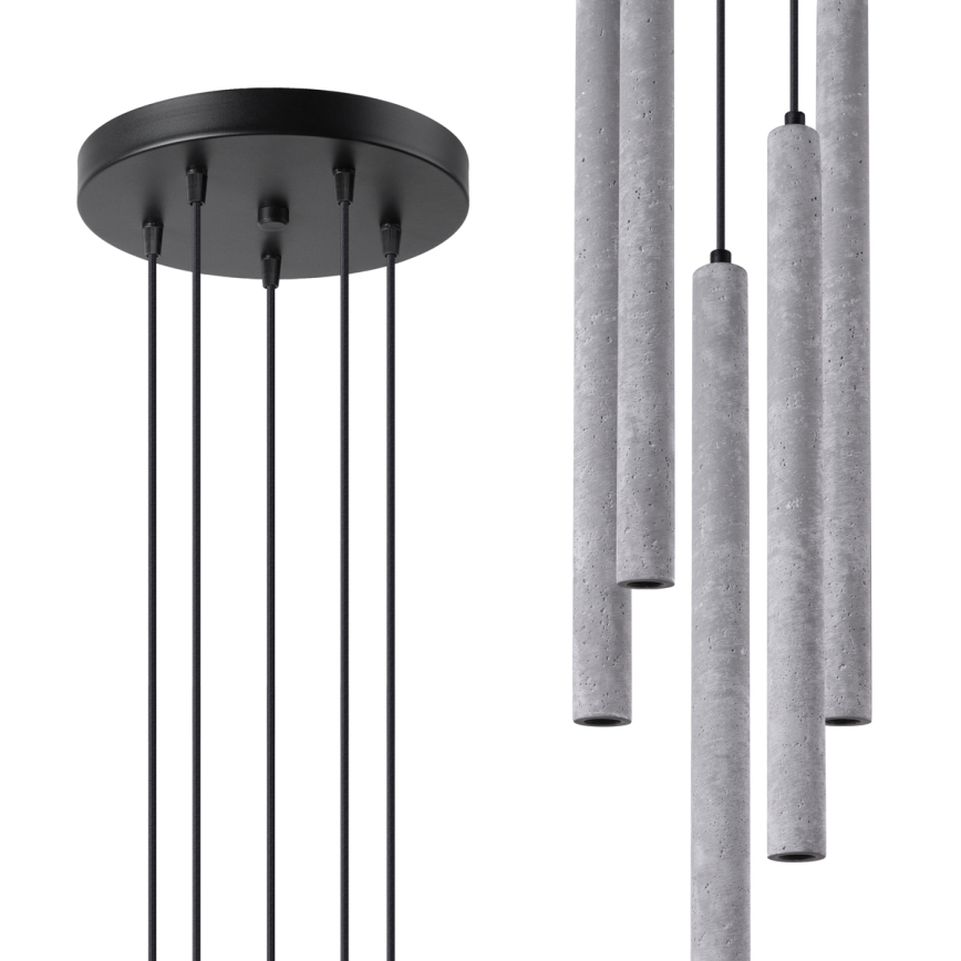 Chandelier on a string PASTELO 5xG9/8W/230V concrete